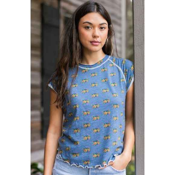 NATURAL LIFE Tops - Natural Life Lily Cotton Short‎ Sleeve Tee Shirt Size Small Blue